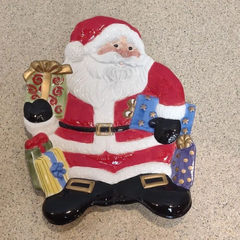 👍 Fitz and Floyd Santa Christmas Plate. C7